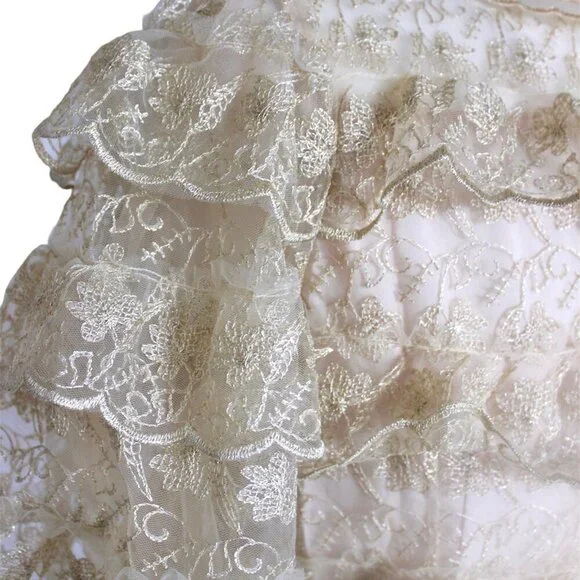 Lace Tiered Mini Dress in cream Christmas/New Year's Party Dress - Picture 4 of 5